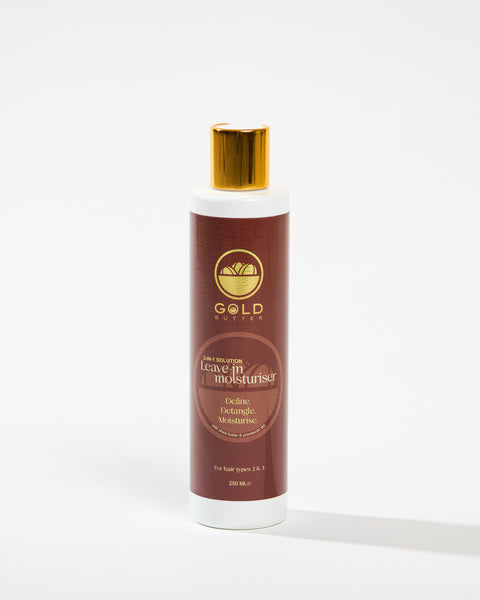 Gold Butter leave-in moisturiser for curly and coily hair, 3-in-1 formula to hydrate, detangle and define.